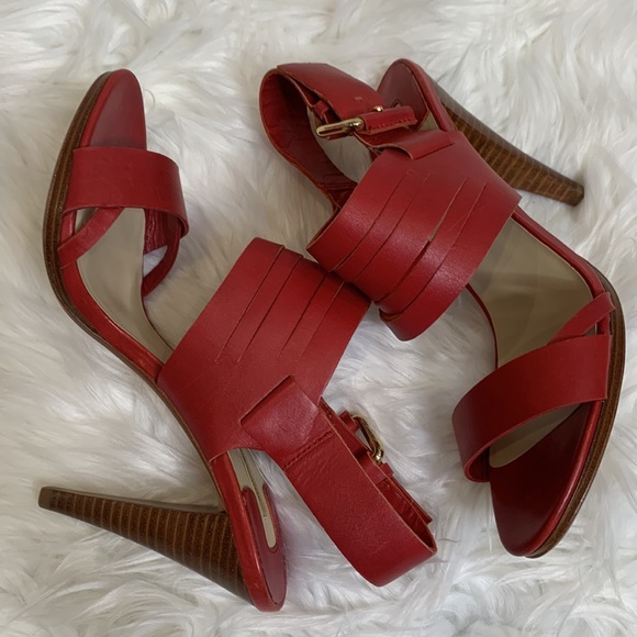 🆕NWOB MaxStudio Red Leather Strappy Heels, 6M - Picture 9 of 11